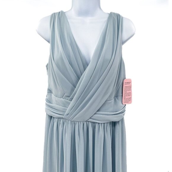 Dessy Collection Sleeveless Chiffon Draped V-Neck Surplice Maxi Dress Mist 2894 - Picture 5 of 11